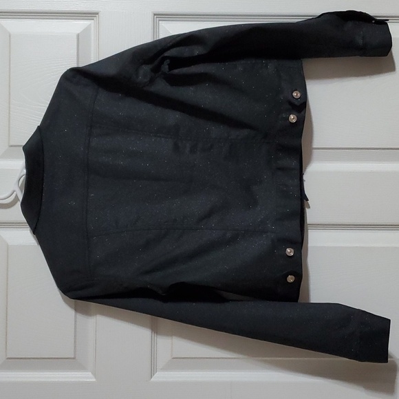 NWOT H & M Women's Black Silver Metallic Jacket With Glitter Size 12 - Picture 6 of 10